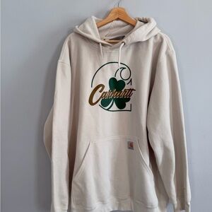 Carhartt Hooded Sweatshirt Hoodie Shamrock Off White Loose Fit Size XL NWOT